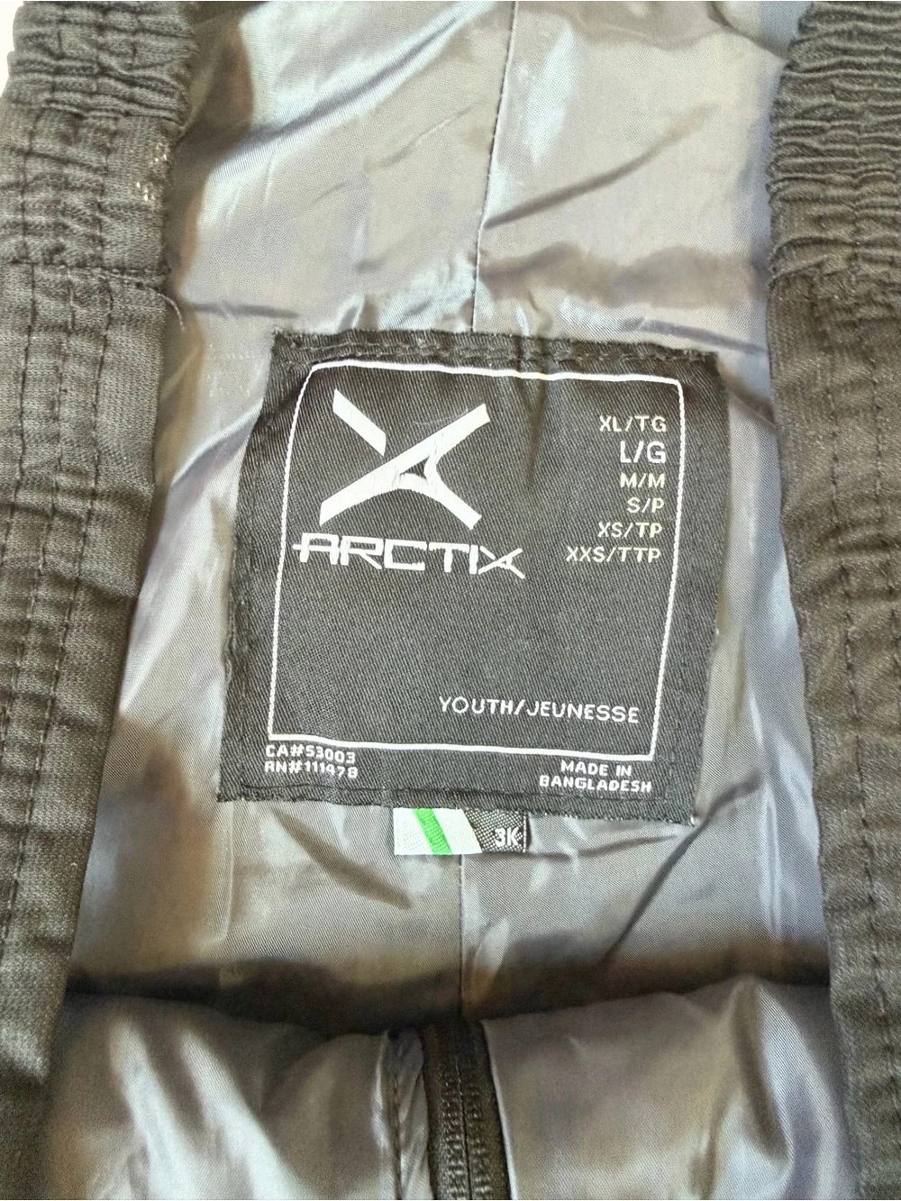 Arctix Black Kids Snow Bib Overalls with Adjustable Straps Youth Boys Size L